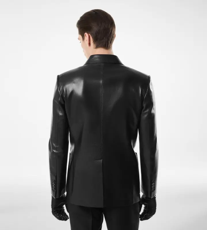 BUTTERY LEATHER BONDED BLAZER BLACK online